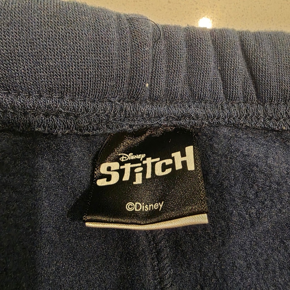 Disney Stitch Sweatpants Navy Blue L/G Character Graphic Drawstring Pockets - Picture 5 of 9